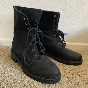 All Saints - Black Leather Combat Boots (Size 36)